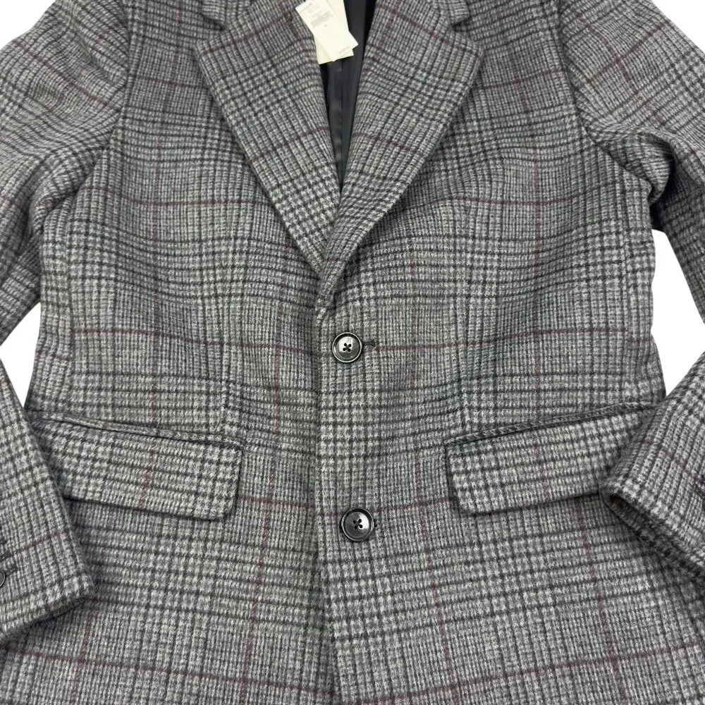 Banana Republic Gray Plaid Wool-Blend Preppy Business Top Coat Men's Size Medium